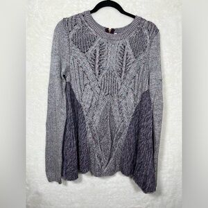 Anthropologie Moth Sweater Size M Purple Anita Swing Cable Knit Long Sleeve